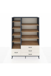 Hyperion Dolap 9 Raflı 4 Çekmeceli  132x44x195 Antrasit-Çam/Aytaşı