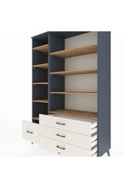 Hyperion Dolap 9 Raflı 4 Çekmeceli  132x44x195 Antrasit-Çam/Aytaşı