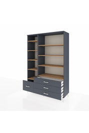 Hyperion Dolap 9 Raflı 4 Çekmeceli  132x44x195 Antrasit-Çam/Antrasit