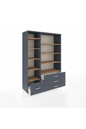 Hyperion Dolap 9 Raflı 4 Çekmeceli  132x44x195 Antrasit-Çam/Antrasit