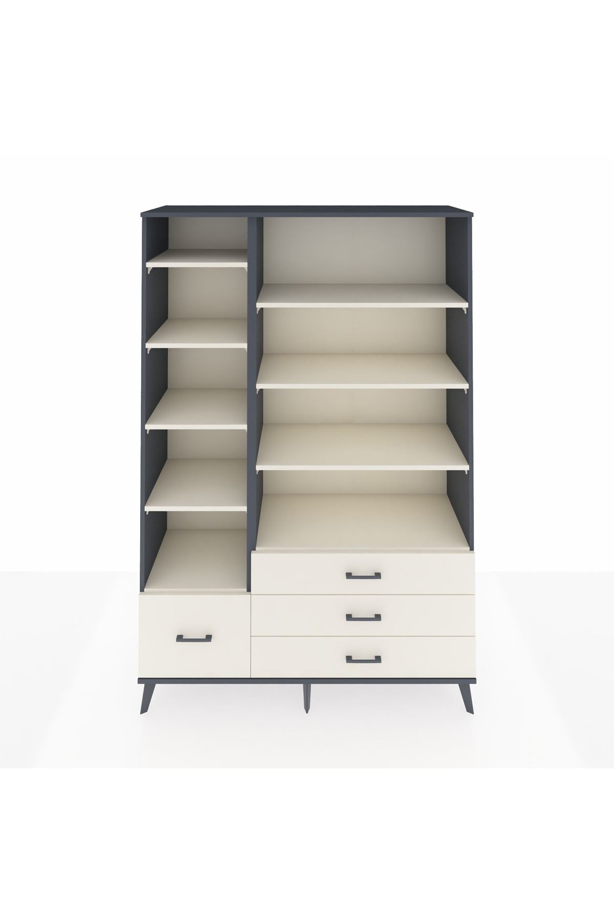 Hyperion Dolap 9 Raflı 4 Çekmeceli  132x44x195 Antrasit-Aytaşı/Aytaşı