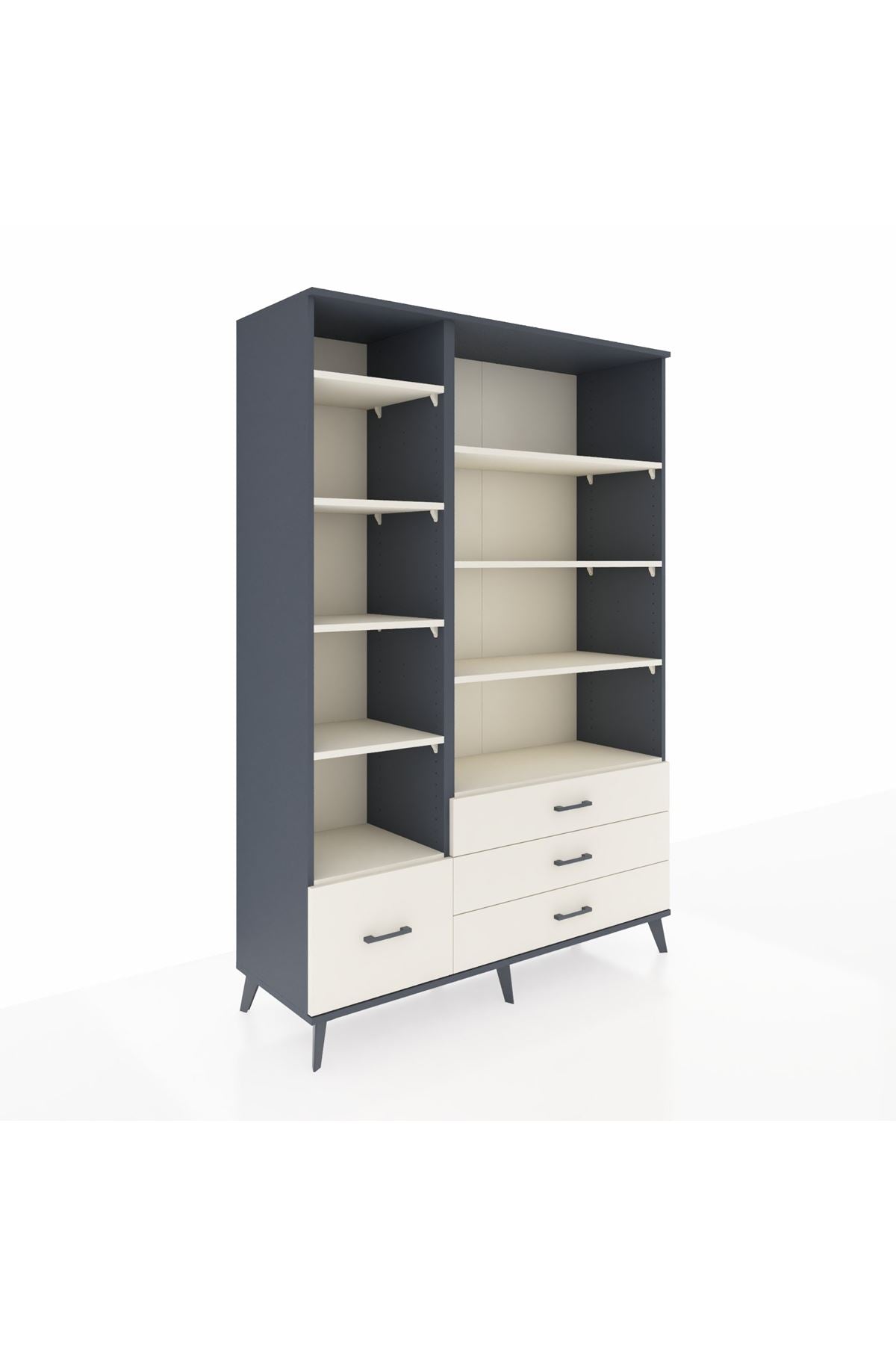 Hyperion Dolap 9 Raflı 4 Çekmeceli  132x44x195 Antrasit-Aytaşı/Aytaşı