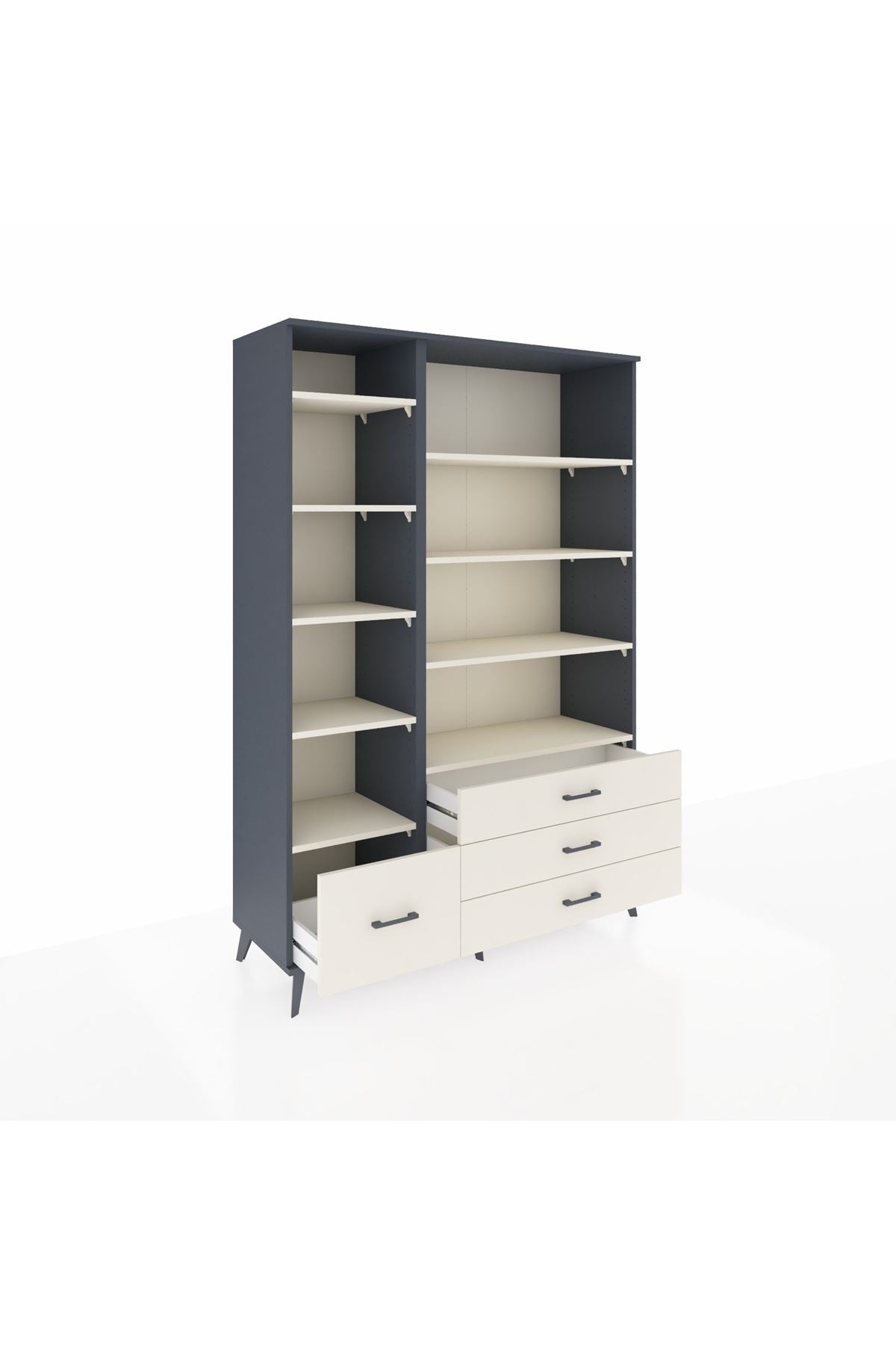 Hyperion Dolap 9 Raflı 4 Çekmeceli  132x44x195 Antrasit-Aytaşı/Aytaşı