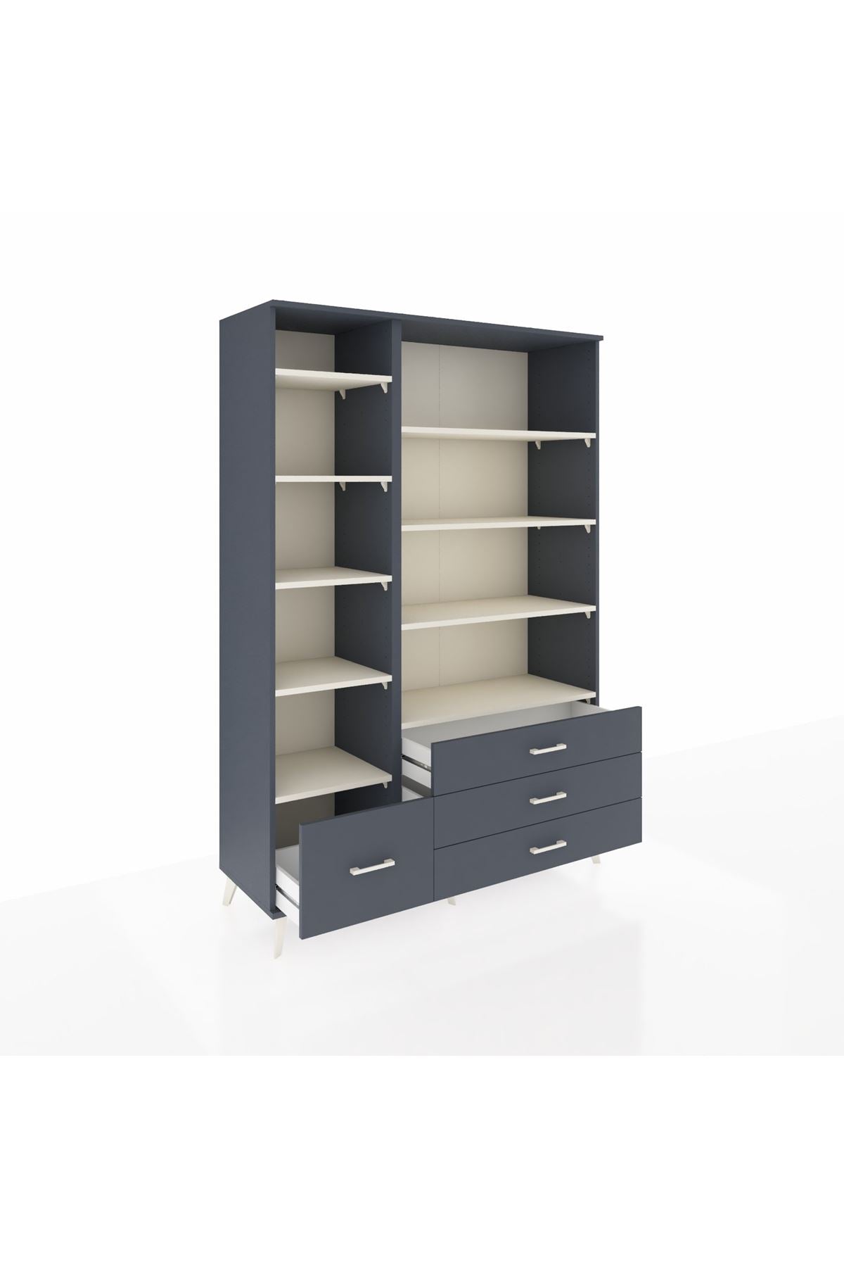 Hyperion Dolap 9 Raflı 4 Çekmeceli  132x44x195 Antrasit-Aytaşı/Antrasit