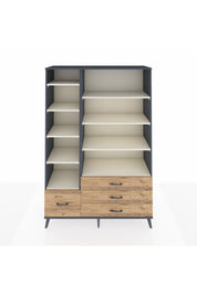Hyperion Dolap 9 Raflı 4 Çekmeceli  132x44x195 Antrasit-Aytaşı/Çam