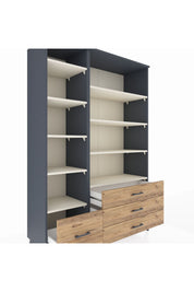 Hyperion Dolap 9 Raflı 4 Çekmeceli  132x44x195 Antrasit-Aytaşı/Çam