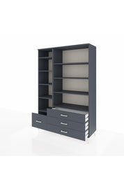 Hyperion Dolap 9 Raflı 4 Çekmeceli  132x44x195 Antrasit-Antrasit/Antrasit