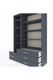 Hyperion Dolap 9 Raflı 4 Çekmeceli  132x44x195 Antrasit-Antrasit/Antrasit