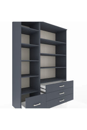 Hyperion Dolap 9 Raflı 4 Çekmeceli  132x44x195 Antrasit-Antrasit/Antrasit