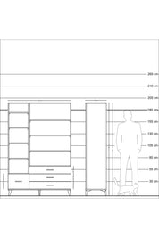 Hyperion Dolap 9 Raflı 4 Çekmeceli  132x44x195 Antrasit-Antrasit/Antrasit