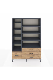 Hyperion Dolap 9 Raflı 4 Çekmeceli  132x44x195 Antrasit-Antrasit/Çam