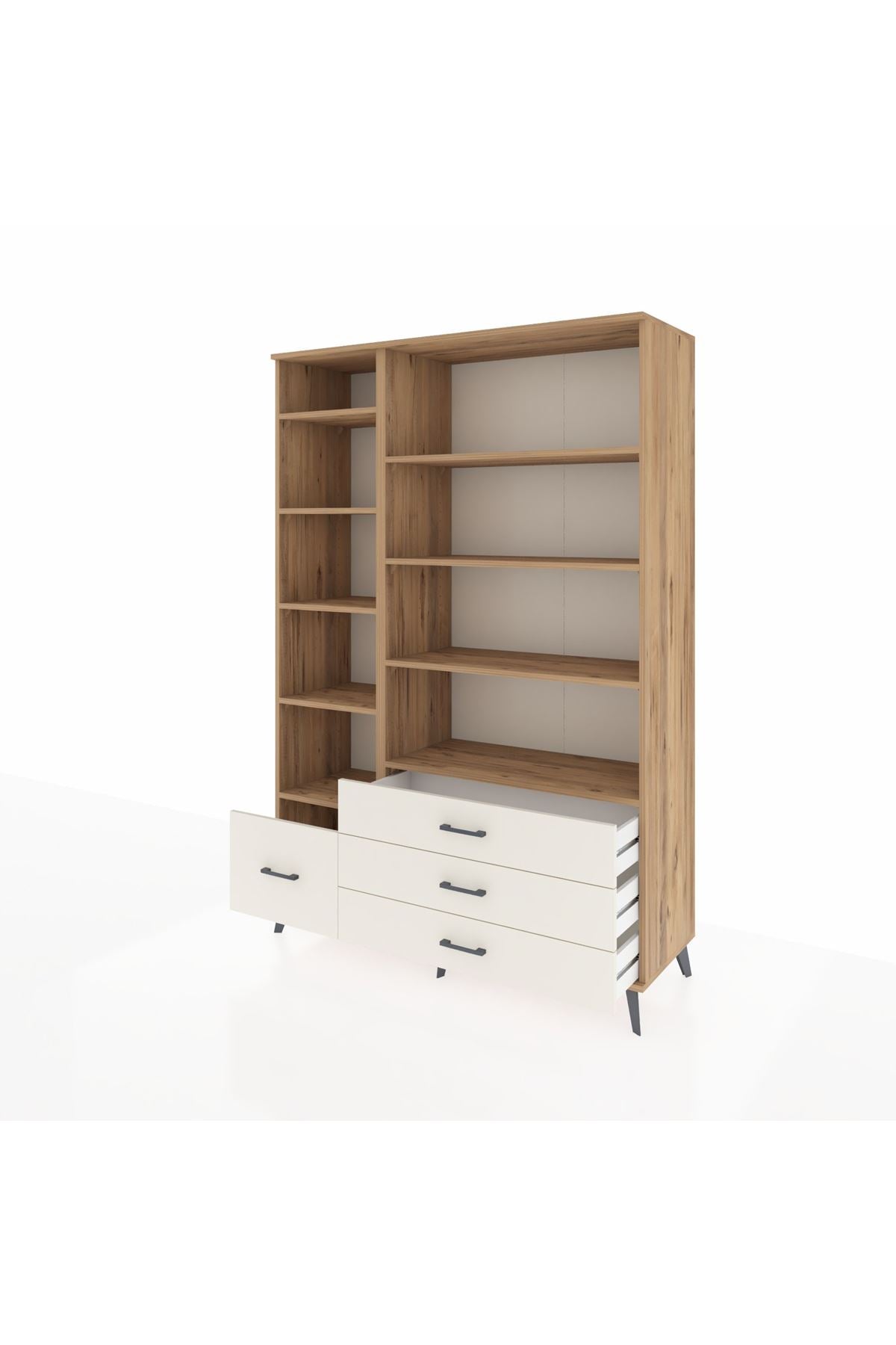 Hyperion Dolap 9 Raflı 4 Çekmeceli  132x44x195 Çam-Çam/Aytaşı