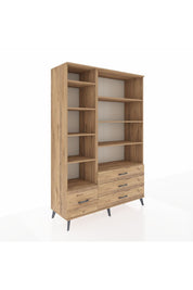 Hyperion Dolap 9 Raflı 4 Çekmeceli  132x44x195 Çam-Çam/Çam