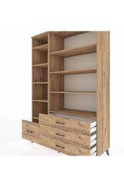 Hyperion Dolap 9 Raflı 4 Çekmeceli  132x44x195 Çam-Çam/Çam