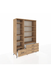 Hyperion Dolap 9 Raflı 4 Çekmeceli  132x44x195 Çam-Çam/Çam