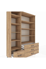 Hyperion Dolap 9 Raflı 4 Çekmeceli  132x44x195 Çam-Çam/Çam