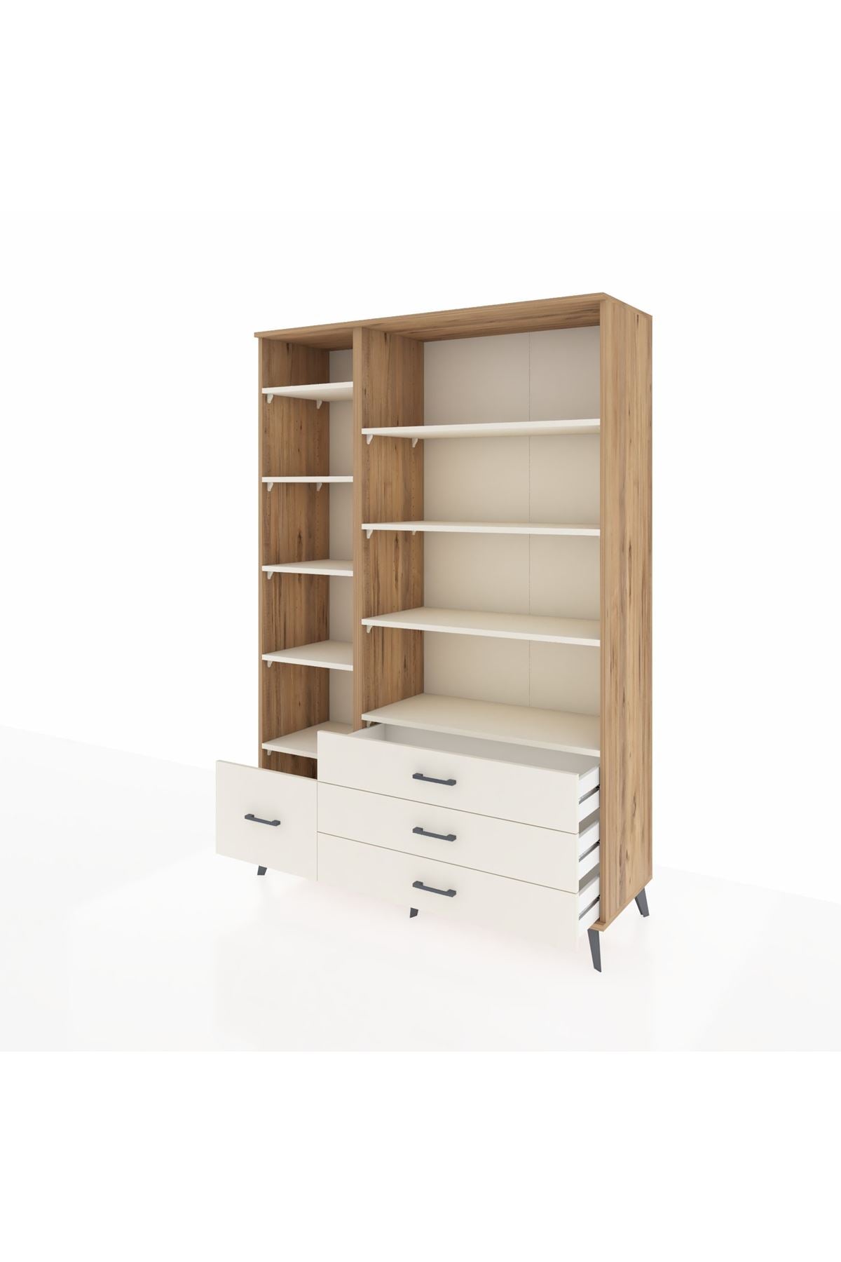 Hyperion Dolap 9 Raflı 4 Çekmeceli  132x44x195 Çam-Aytaşı/Aytaşı