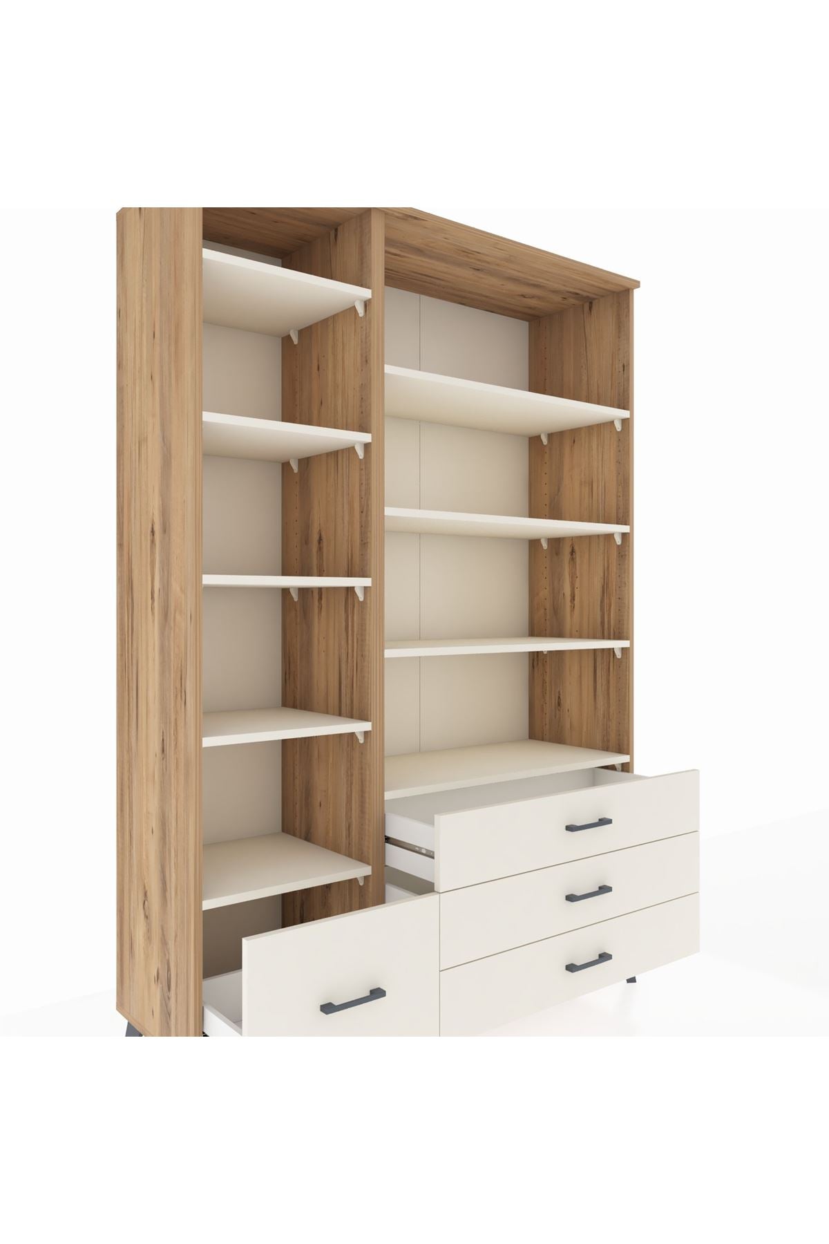 Hyperion Dolap 9 Raflı 4 Çekmeceli  132x44x195 Çam-Aytaşı/Aytaşı