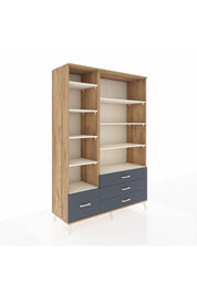 Hyperion Dolap 9 Raflı 4 Çekmeceli  132x44x195 Çam-Aytaşı/Antrasit