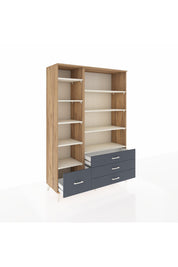 Hyperion Dolap 9 Raflı 4 Çekmeceli  132x44x195 Çam-Aytaşı/Antrasit