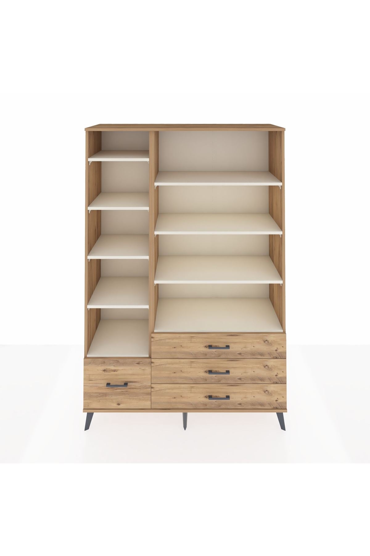 Hyperion Dolap 9 Raflı 4 Çekmeceli  132x44x195 Çam-Aytaşı/Çam