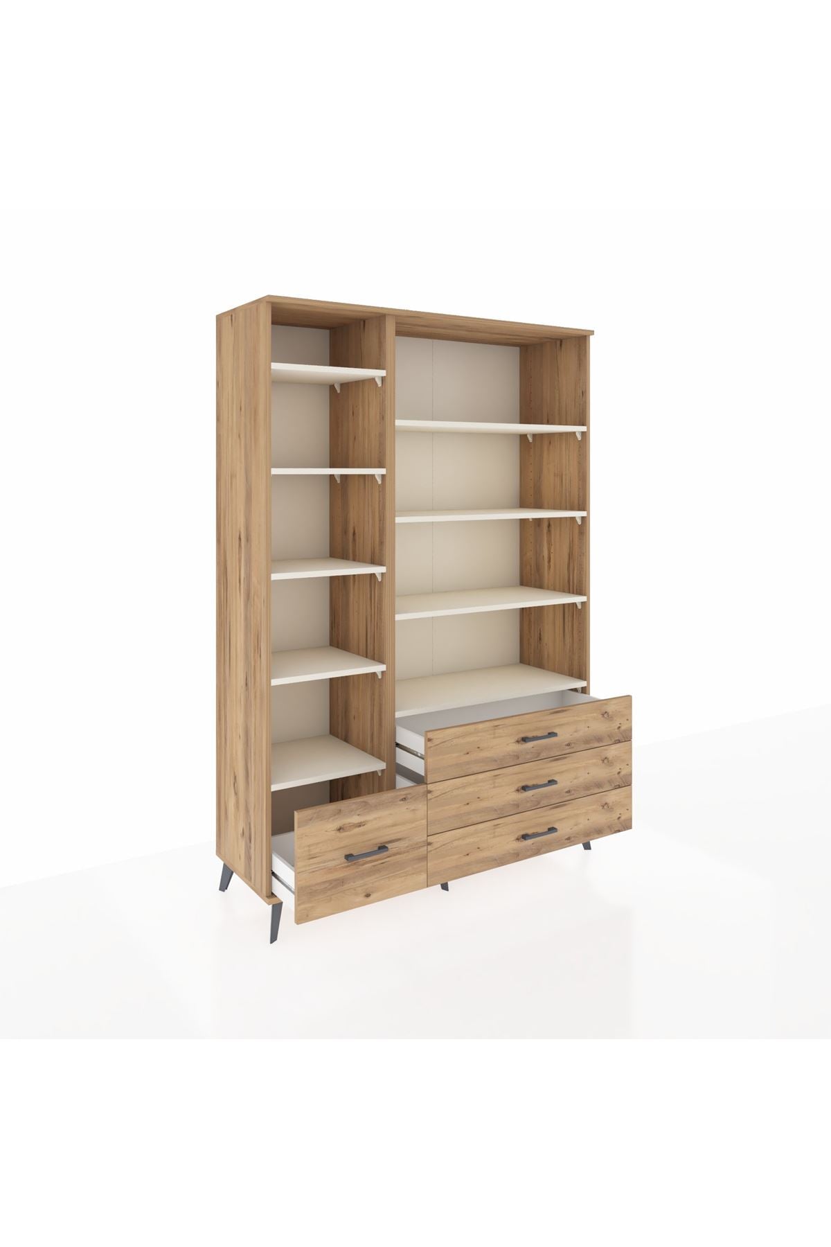 Hyperion Dolap 9 Raflı 4 Çekmeceli  132x44x195 Çam-Aytaşı/Çam