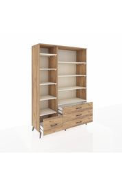 Hyperion Dolap 9 Raflı 4 Çekmeceli  132x44x195 Çam-Aytaşı/Çam