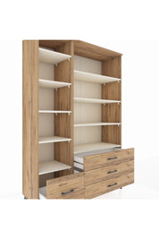 Hyperion Dolap 9 Raflı 4 Çekmeceli  132x44x195 Çam-Aytaşı/Çam