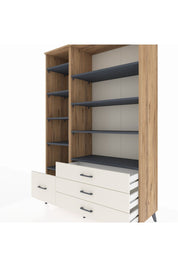 Hyperion Dolap 9 Raflı 4 Çekmeceli  132x44x195 Çam-Antrasit/Aytaşı