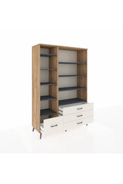 Hyperion Dolap 9 Raflı 4 Çekmeceli  132x44x195 Çam-Antrasit/Aytaşı