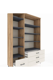 Hyperion Dolap 9 Raflı 4 Çekmeceli  132x44x195 Çam-Antrasit/Aytaşı