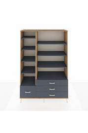 Hyperion Dolap 9 Raflı 4 Çekmeceli  132x44x195 Çam-Antrasit/Antrasit