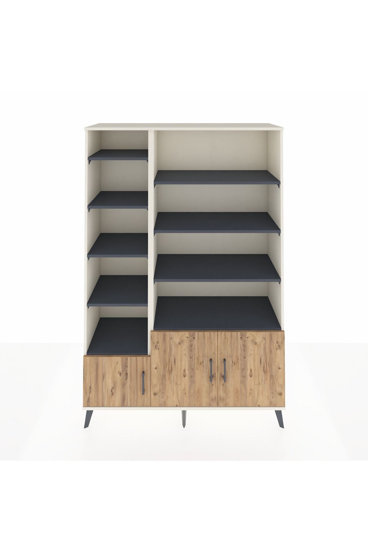 Hyperion Dolap 10 Raflı 3 Kapaklı 132x44x195 Aytaşı-Çam/Antrasit