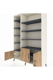 Hyperion Dolap 10 Raflı 3 Kapaklı 132x44x195 Aytaşı-Çam/Antrasit