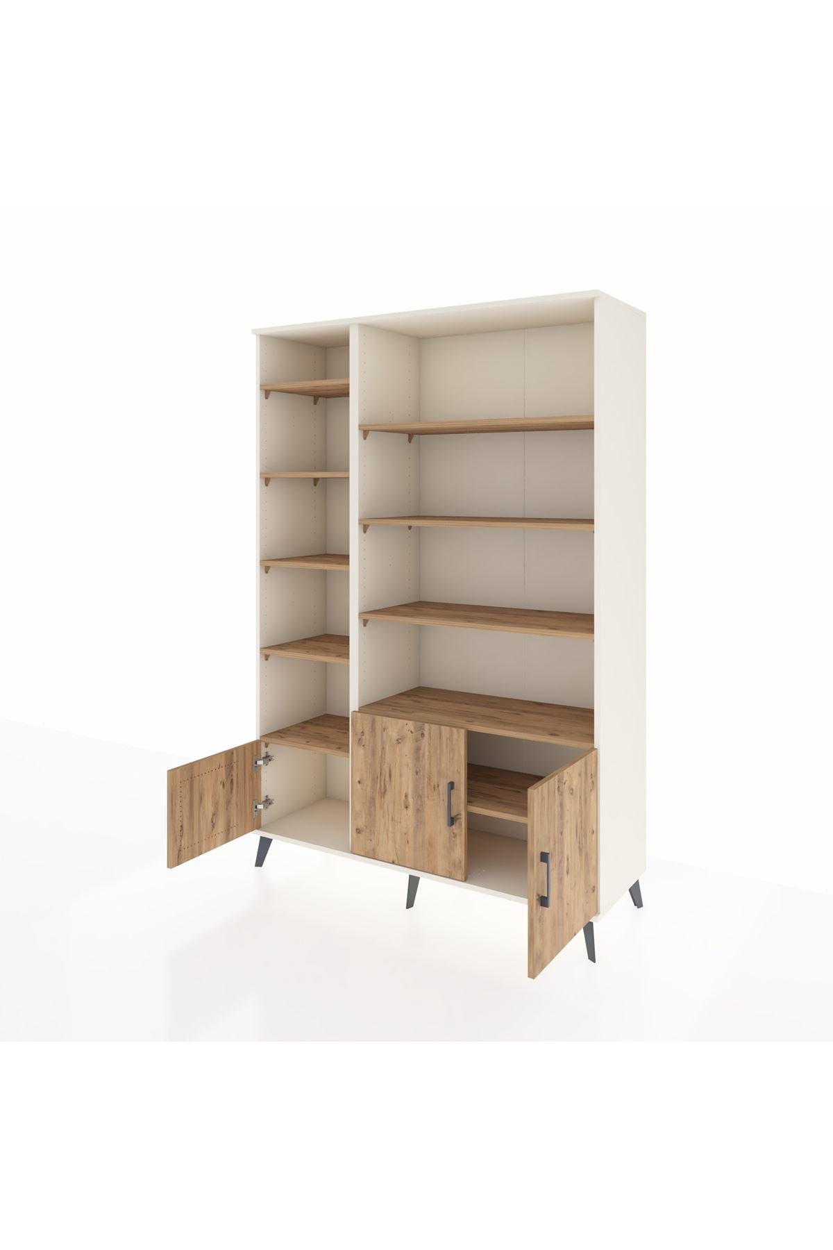 Hyperion Dolap 10 Raflı 3 Kapaklı 132x44x195 Aytaşı-Çam/Çam