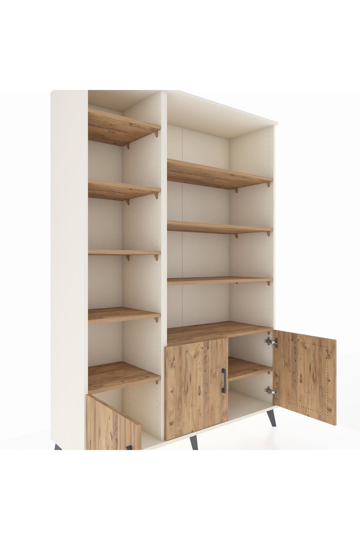 Hyperion Dolap 10 Raflı 3 Kapaklı 132x44x195 Aytaşı-Çam/Çam