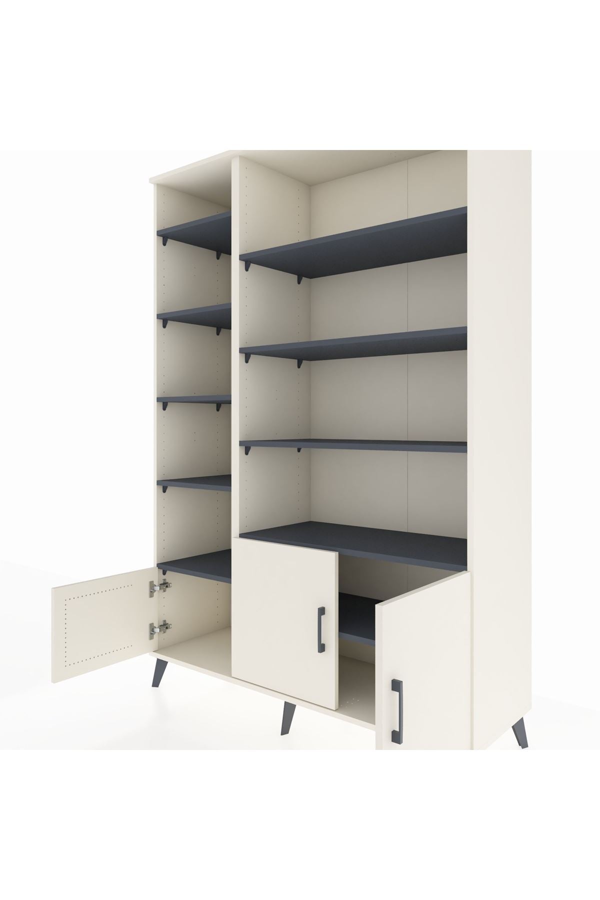 Hyperion Dolap 10 Raflı 3 Kapaklı 132x44x195 Aytaşı-Aytaşı/Antrasit