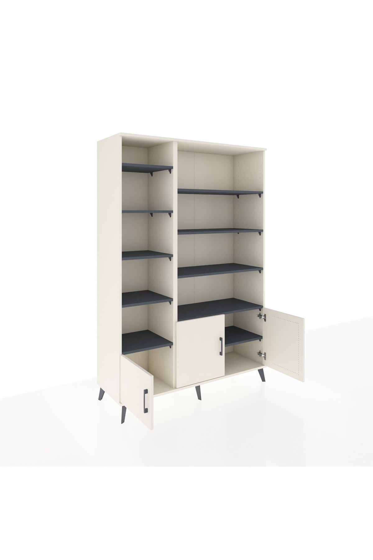 Hyperion Dolap 10 Raflı 3 Kapaklı 132x44x195 Aytaşı-Aytaşı/Antrasit