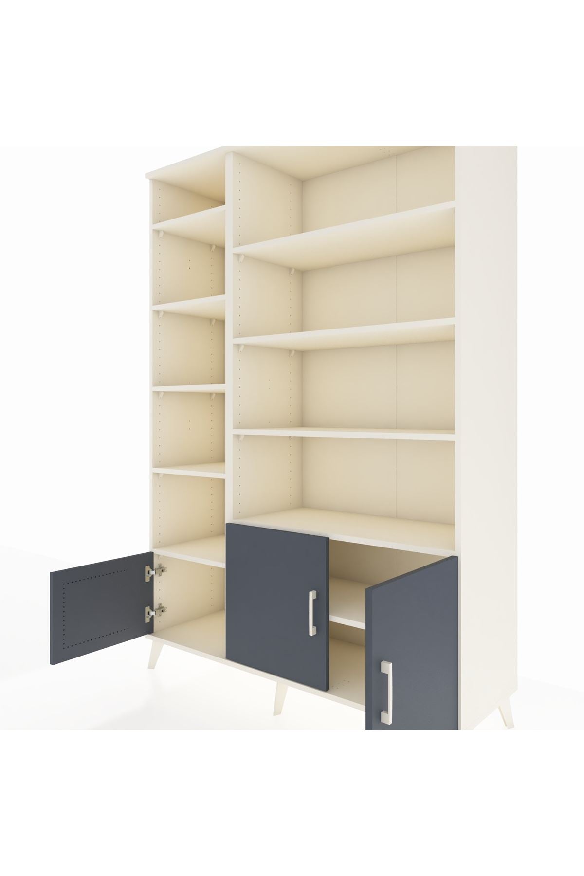 Hyperion Dolap 10 Raflı 3 Kapaklı 132x44x195 Aytaşı-Antrasit/Aytaşı