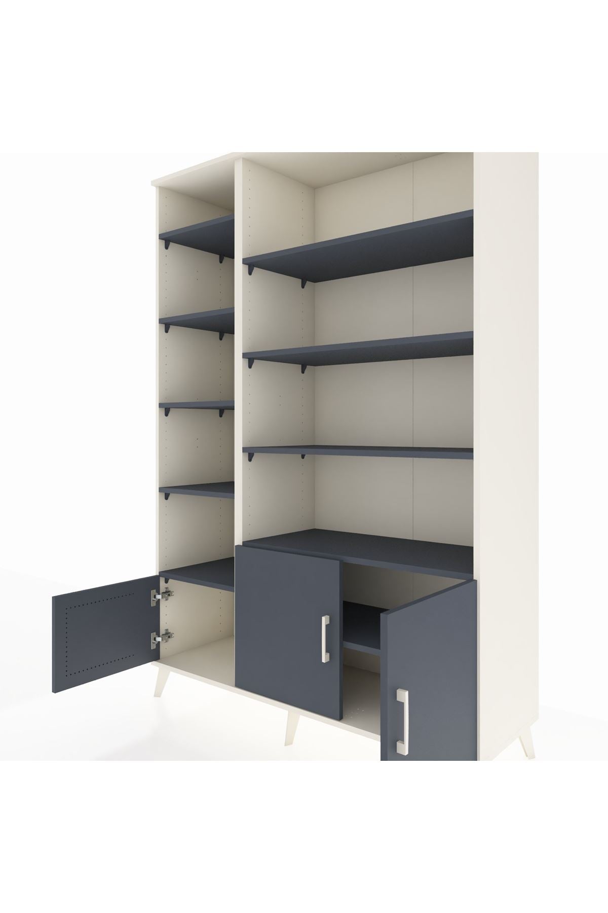 Hyperion Dolap 10 Raflı 3 Kapaklı 132x44x195 Aytaşı-Antrasit/Antrasit