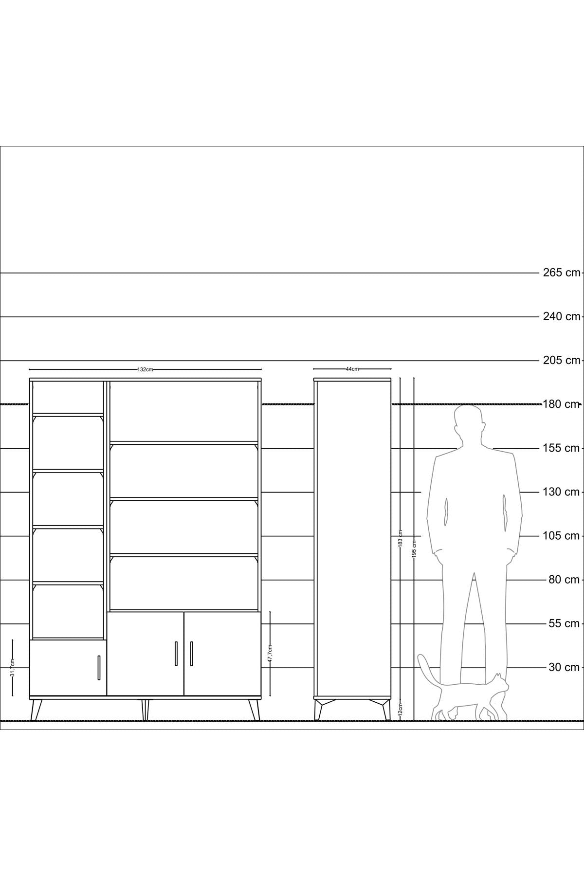 Hyperion Dolap 10 Raflı 3 Kapaklı 132x44x195 Aytaşı-Antrasit/Antrasit