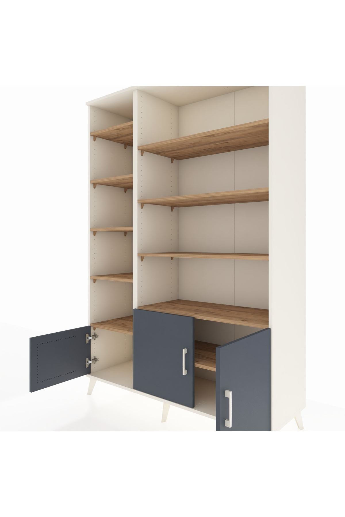 Hyperion Dolap 10 Raflı 3 Kapaklı 132x44x195 Aytaşı-Antrasit/Çam