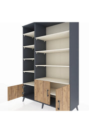 Hyperion Dolap 10 Raflı 3 Kapaklı 132x44x195 Antrasit-Çam/Aytaşı