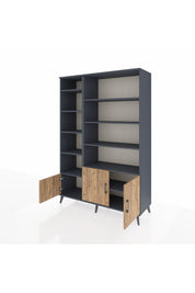 Hyperion Dolap 10 Raflı 3 Kapaklı 132x44x195 Antrasit-Çam/Antrasit