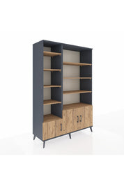 Hyperion Dolap 10 Raflı 3 Kapaklı 132x44x195 Antrasit-Çam/Çam