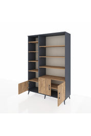 Hyperion Dolap 10 Raflı 3 Kapaklı 132x44x195 Antrasit-Çam/Çam