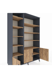 Hyperion Dolap 10 Raflı 3 Kapaklı 132x44x195 Antrasit-Çam/Çam