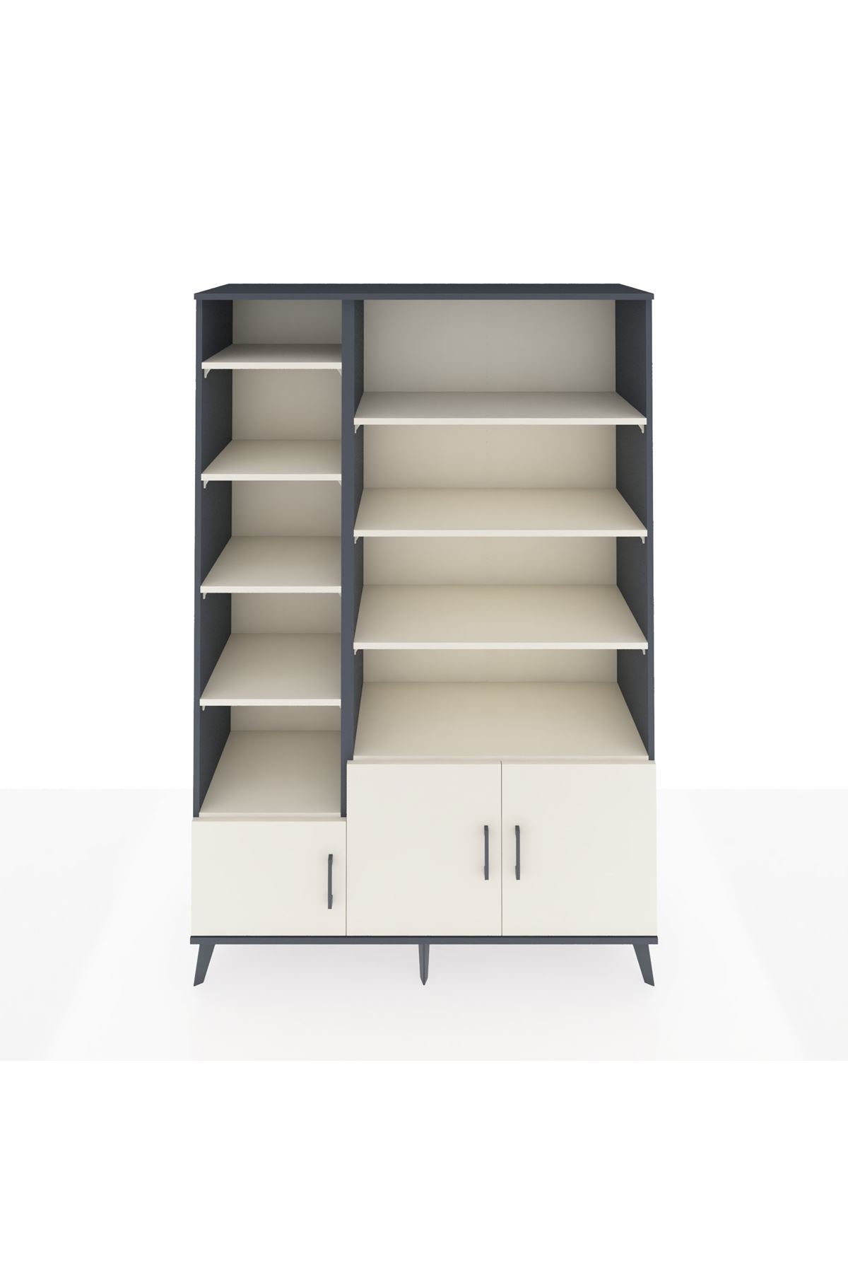 Hyperion Dolap 10 Raflı 3 Kapaklı 132x44x195 Antrasit-Aytaşı/Aytaşı