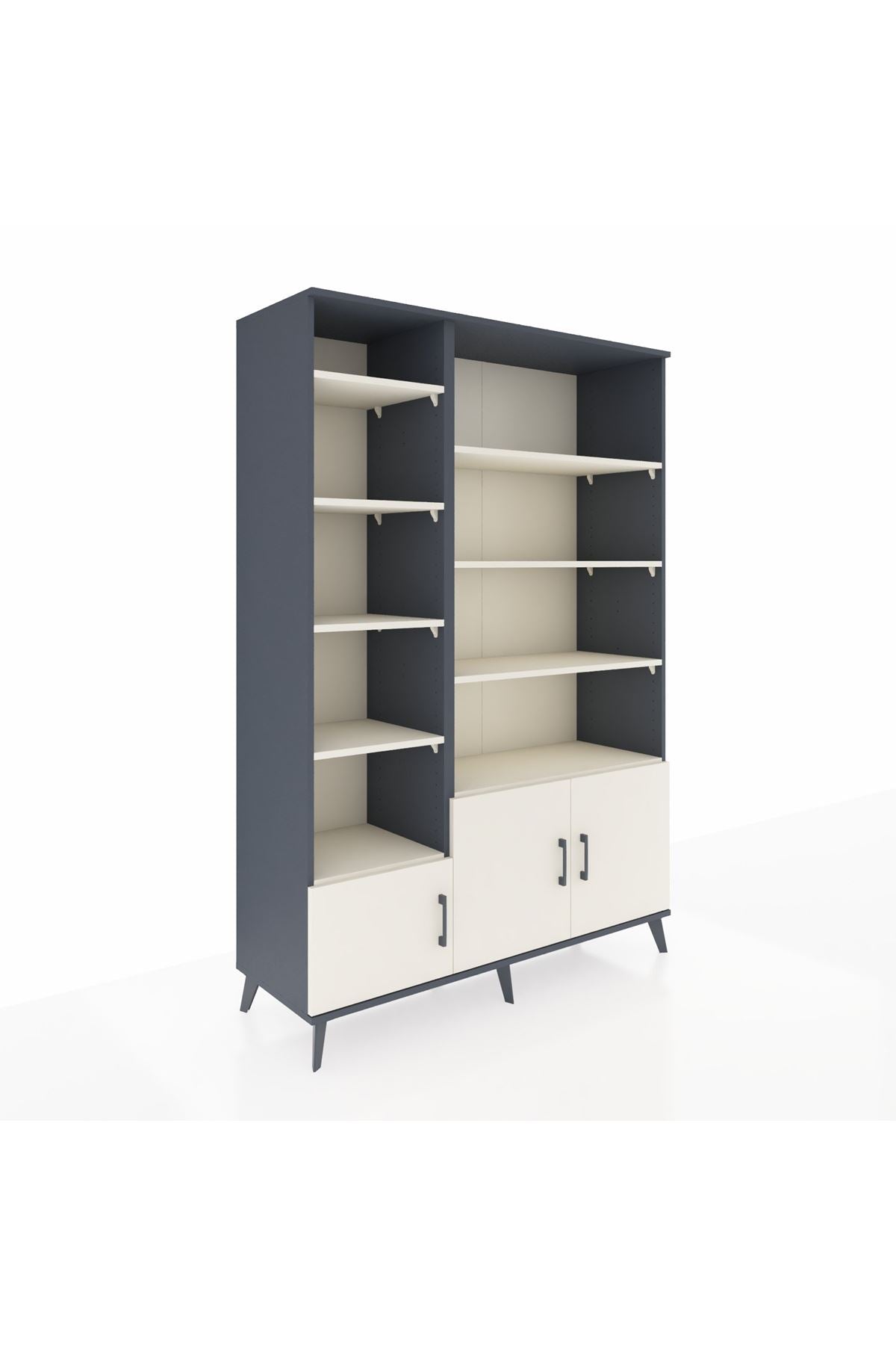 Hyperion Dolap 10 Raflı 3 Kapaklı 132x44x195 Antrasit-Aytaşı/Aytaşı