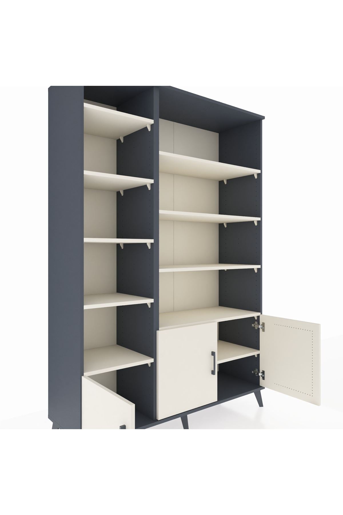 Hyperion Dolap 10 Raflı 3 Kapaklı 132x44x195 Antrasit-Aytaşı/Aytaşı